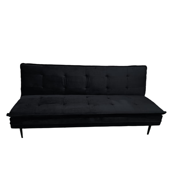 English Elm Gyuri Velvet 76" Upholstered Sofa Bed Black — 2-in-1 Convertible 3-Seater, Plush Sponge Comfort, Sturdy Metal Frame, Easy Assembly W2297142994