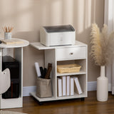 English Elm Mobile Printer Stand, Rolling File Cabinet Cart With Wheels, Adjustable Shelf, Drawer and Cpu Stand, White