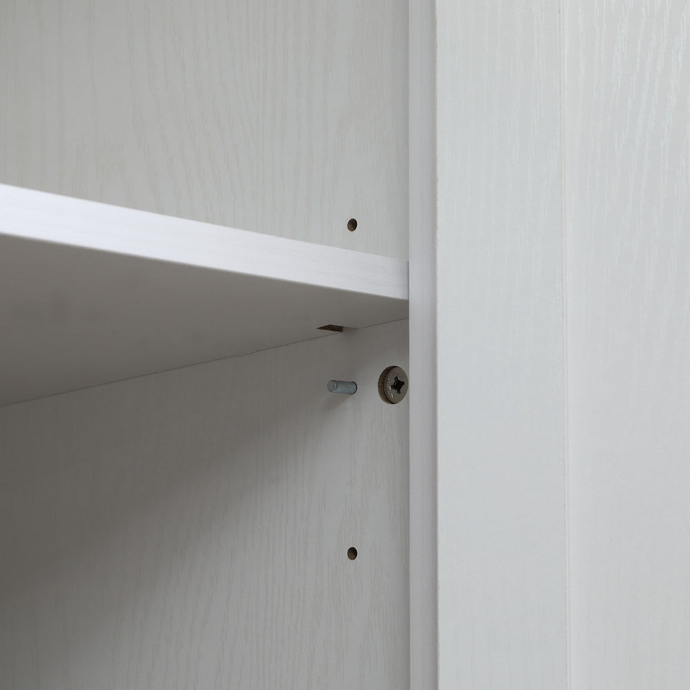 English Elm 72" Freestanding 4-Door Pantry Cabinet Organizer with 4-Tier Shelves, Adjustable Storage, White, Anti-Tip Stability and Stylish Painted Finish W2225141232