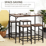 English Elm 5-Piece Industrial Dining Table Set, Bar Table & 4 Stools Set, Space Saving For Pub & Kitchen, Black/Brown