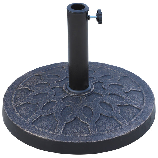 English Elm 18" Bronze Resin Umbrella Base 26lbs with Decorative Pattern, Rust-Resistant Stable Patio Stand W2225141397