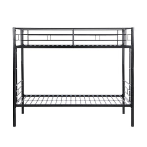 English Elm Metal Twin Over Bunk Bed with Stairs Steel Frame Kids Shared Bedroom Black W311120498