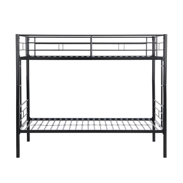 English Elm Metal Twin Over Bunk Bed with Stairs Steel Frame Kids Shared Bedroom Black W311120498