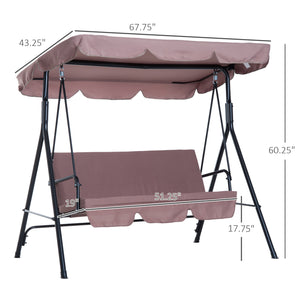 English Elm 3-Seat Cushioned Outdoor Patio Swing with Adjustable Tilt Canopy, Steel A-Frame, Removable Covers W2225141405