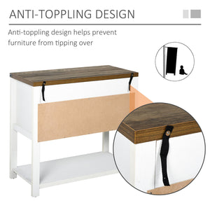 English Elm Farmhouse Barn-Door Sideboard Buffet Cabinet with Drawer, Adjustable Shelf, Rustic Industrial Storage White W2225141245