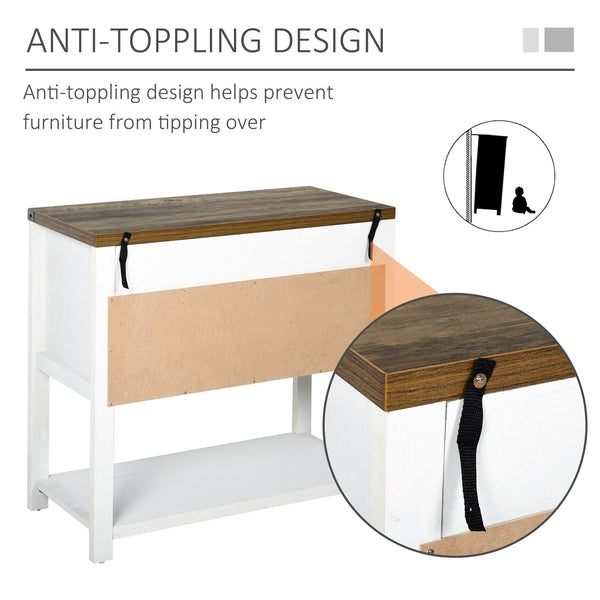 English Elm Farmhouse Barn-Door Sideboard Buffet Cabinet with Drawer, Adjustable Shelf, Rustic Industrial Storage White W2225141245