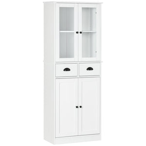 English Elm HOMCOM Traditional 61" Freestanding Kitchen Pantry Cabinet with 5 Adjustable Shelves, Soft-Close Doors, Drawers, White W2225141224