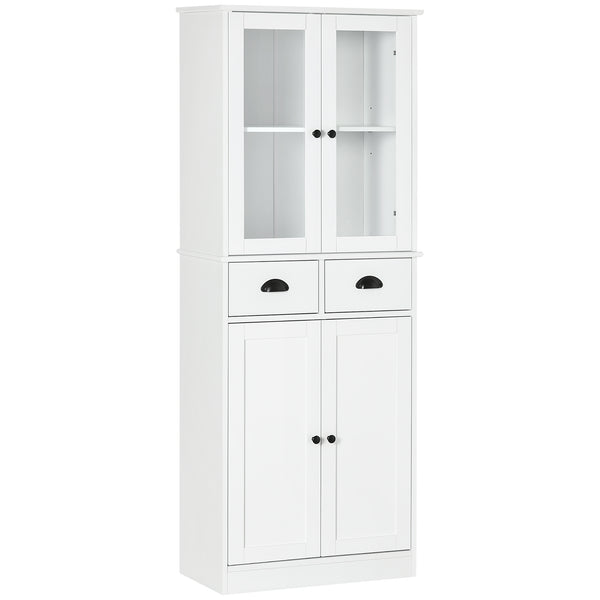 English Elm HOMCOM Traditional 61" Freestanding Kitchen Pantry Cabinet with 5 Adjustable Shelves, Soft-Close Doors, Drawers, White W2225141224