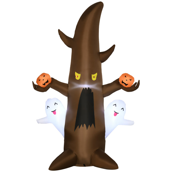 English Elm 5' Halloween Ghost Tree Inflatable with LED Pumpkins - Weatherproof Polyester Yard Decor, 5FT Fun W2225141486