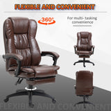 English Elm High Back Massage Office Chair With 6-Point Vibration, 5 Modes, Executive Chair, Pu Leather Swivel Chair With Reclining Back, and Retractable Footrest, Brown