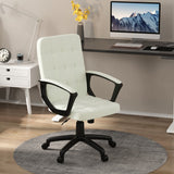 English Elm Fabric Office Chair, Computer Desk Chair, Swivel Task Chair With Arms, Adjustable Height, Swivel Wheels, Mid Back, Cream White