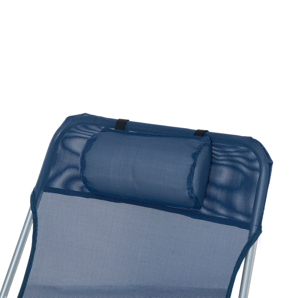 English Elm Folding Chaise Lounge Pool Chair - 6-Position Reclining Outdoor Lounge, Portable & Breathable Blue Mesh W2225141506