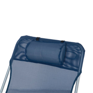 English Elm Folding Chaise Lounge Pool Chair - 6-Position Reclining Outdoor Lounge, Portable & Breathable Blue Mesh W2225141506