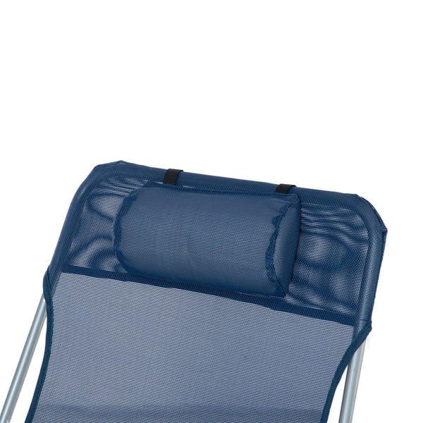 English Elm Folding Chaise Lounge Pool Chair - 6-Position Reclining Outdoor Lounge, Portable & Breathable Blue Mesh W2225141506