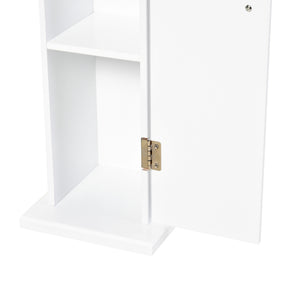 English Elm Toilet Modern Country Corner Toilet Paper Cabinet with Door & Shelves, Slim White Storage Tower, Hidden Screws, Magnetic Lock, Space-Saving Design W2225141213