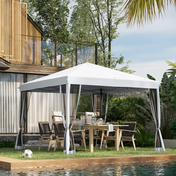 English Elm 10' Outdoor Retractable Pergola Canopy with Aluminum Frame, UV-Proof Fabric, Smooth Slide Rails for Patio Comfort White W2225141412