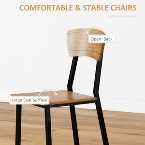 English Elm 5 5 Piece Industrial Dining Table Set for 4, Rustic Brown MDF+Steel, Space-Saving Rectangular Design, Sturdy Chairs W2225141465