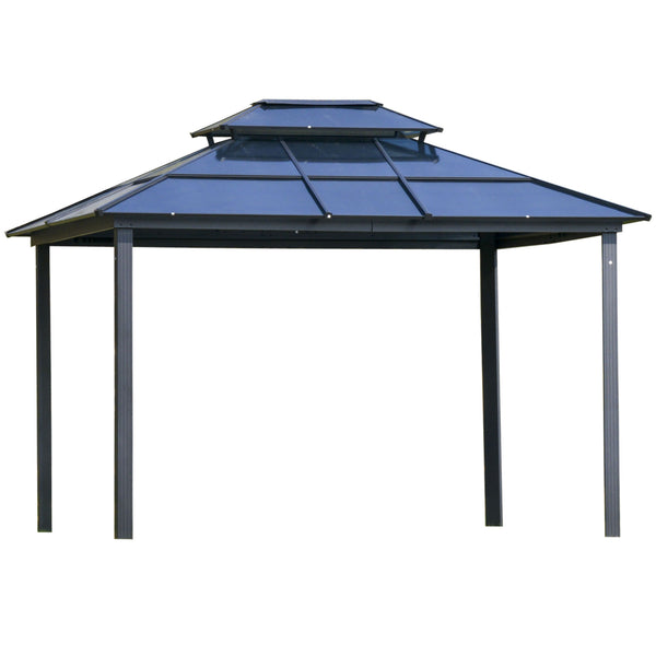 English Elm 10' X 12' Hardtop Gazebo Canopy - Durable Aluminum Frame, Double Roof, Netting & Curtains For Outdoors W2225S00001