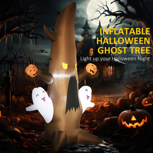 English Elm 5' Halloween Ghost Tree Inflatable with LED Pumpkins - Weatherproof Polyester Yard Decor, 5FT Fun W2225141486