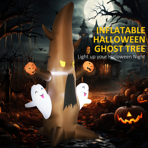 English Elm 5' Halloween Ghost Tree Inflatable with LED Pumpkins - Weatherproof Polyester Yard Decor, 5FT Fun W2225141486