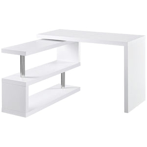 English Elm 360 360 Degree Rotating Corner Computer Desk — L-Shape or Straight Workstation with 3-Tier Storage Shelves White Sturdy Steel Durable Space-Saving Design W2225S00014