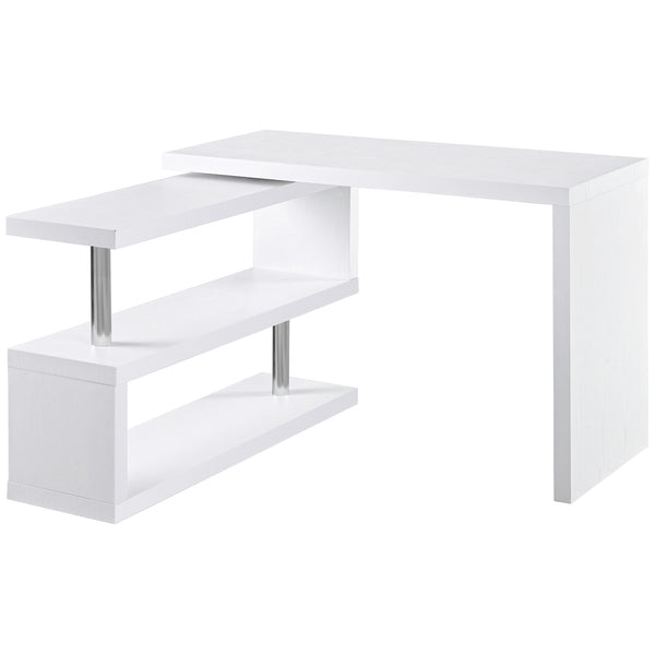 English Elm 360 360 Degree Rotating Corner Computer Desk — L-Shape or Straight Workstation with 3-Tier Storage Shelves White Sturdy Steel Durable Space-Saving Design W2225S00014