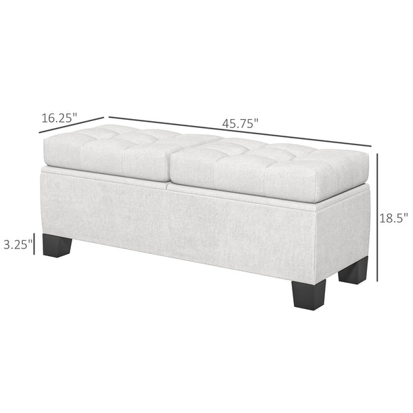 English Elm 46" Storage Ottoman Bench - Tufted Linen Seat with Steel Frame, Hidden Storage & 396lb Capacity W2225141462