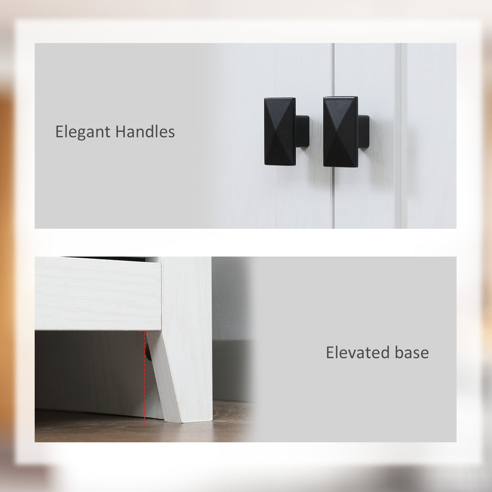 English Elm 72" Freestanding 4-Door Pantry Cabinet Organizer with 4-Tier Shelves, Adjustable Storage, White, Anti-Tip Stability and Stylish Painted Finish W2225141232