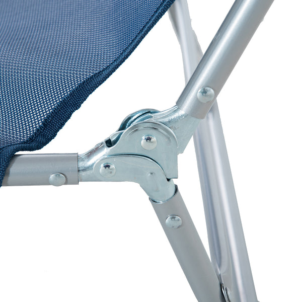 English Elm Folding Chaise Lounge Pool Chair - 6-Position Reclining Outdoor Lounge, Portable & Breathable Blue Mesh W2225141506
