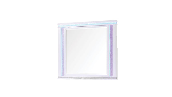 English Elm Opium Milky White Wall Mirror Only — Elegant White-Framed Decorative Mirror for Luxe Modern Spaces B009P356303