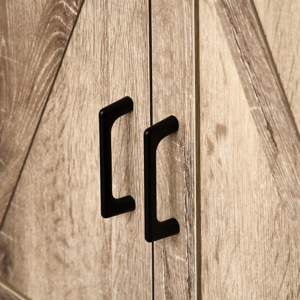 English Elm Farmhouse Barn-Door Sideboard Buffet Cabinet with Drawer, Adjustable Shelf, Rustic Industrial Storage Oak W2225141221