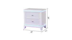 English Elm Opium 2-Drawer Nightstand with Mirror-Embellished Front, LED Ambient Lighting, Open Shelf & Spacious Drawer G150108868
