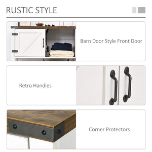 English Elm Farmhouse Barn-Door Sideboard Buffet Cabinet with Drawer, Adjustable Shelf, Rustic Industrial Storage White W2225141245