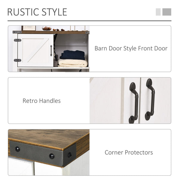 English Elm Farmhouse Barn-Door Sideboard Buffet Cabinet with Drawer, Adjustable Shelf, Rustic Industrial Storage White W2225141245