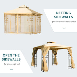 English Elm 10' Outdoor Retractable Pergola Canopy with Aluminum Frame, UV-Proof Fabric, Smooth Slide Rails for Patio Comfort Beige W2225141393