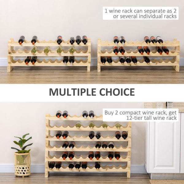 English Elm Stackable Modular Wine Rack Six Tier Natural Wood Freestanding Cellar Storage W2225141449