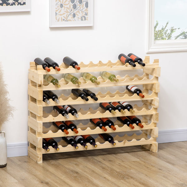 English Elm Stackable Modular Wine Rack Six Tier Natural Wood Freestanding Cellar Storage W2225141449