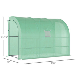 English Elm 10' Lean-To Greenhouse 10'x5'x7' Walk-In Plant Nursery with PE Cover, 2 Roll-Up Doors, 3 Shelves W2225141389