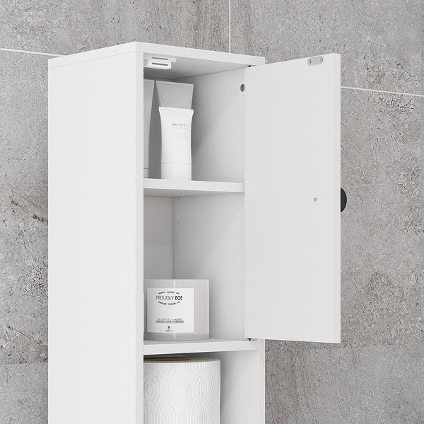 English Elm Kleankin Tall 71" Bathroom Storage Cabinet with Open Shelves, Anti-Tip Slim Organizer for Small Spaces White W2225141218
