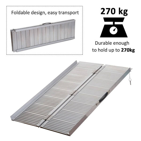 English Elm Wheelchair Ramp Folding Aluminum Alloy Bi-fold Design with Skid Proof Surface 600lb Capacity W2225141450