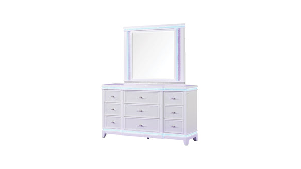 English Elm Opium Milky White Wall Mirror Only — Elegant White-Framed Decorative Mirror for Luxe Modern Spaces B009P356303