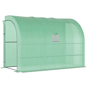 English Elm 10' Lean-To Greenhouse 10'x5'x7' Walk-In Plant Nursery with PE Cover, 2 Roll-Up Doors, 3 Shelves W2225141389