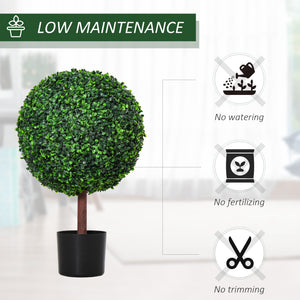 English Elm 23.5" Boxwood Topiary Ball Tree with Nursery Pot, Lifelike Faux Plant for Home, Patio & Garden Decor W2225141233
