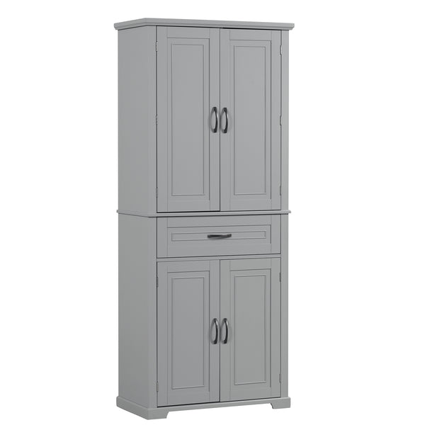 English Elm Bathroom Tall Storage Cabinet with Doors and Drawer, Adjustable Shelf, Anti-Tip Safety, MDF Finish Grey N725P210330E