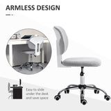 English Elm Cute Armless Office Chair, Teddy Fleece Fabric Computer Desk Chair, Vanity Task Chair With Adjustable Height, Swivel Wheels, Mid Back, Light Gray