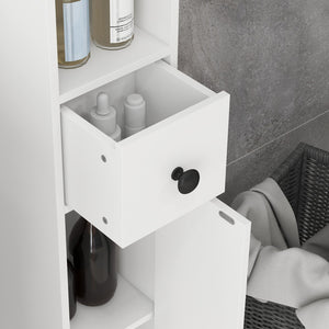 English Elm Kleankin Tall 71" Bathroom Storage Cabinet with Open Shelves, Anti-Tip Slim Organizer for Small Spaces White W2225141218