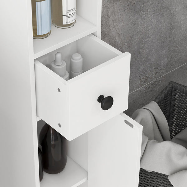 English Elm Kleankin Tall 71" Bathroom Storage Cabinet with Open Shelves, Anti-Tip Slim Organizer for Small Spaces White W2225141218