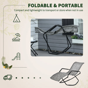 English Elm Rocking Steel Chaise Lounge Rocker for Sunbathing - Foldable Portable Outdoor Patio Recliner Gray W2225141502