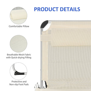 English Elm Foldable Aluminum Chaise Lounge with Padded Headrest, 5-Position Recline, Portable Beach & Patio Lounger White W2225141503