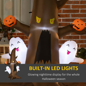 English Elm 5' Halloween Ghost Tree Inflatable with LED Pumpkins - Weatherproof Polyester Yard Decor, 5FT Fun W2225141486